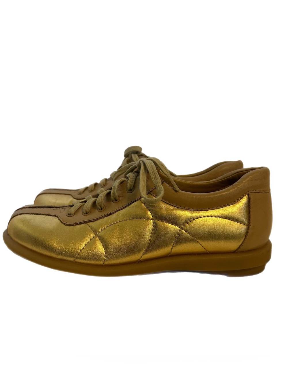 Franco Sarto Metallic Gold Lace-Up Sneakers